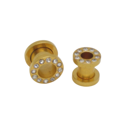 Piercing Alargador Orelha Aço Color Pedras Modelo 4 Piercing Alargador Orelha Aço Color Pedras Modelo 4